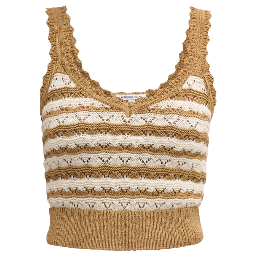Binetto Knit Tank in Desert Khaki Off-White