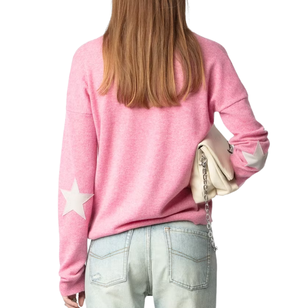 Vivi Patch Cashmere Sweater in Phlox