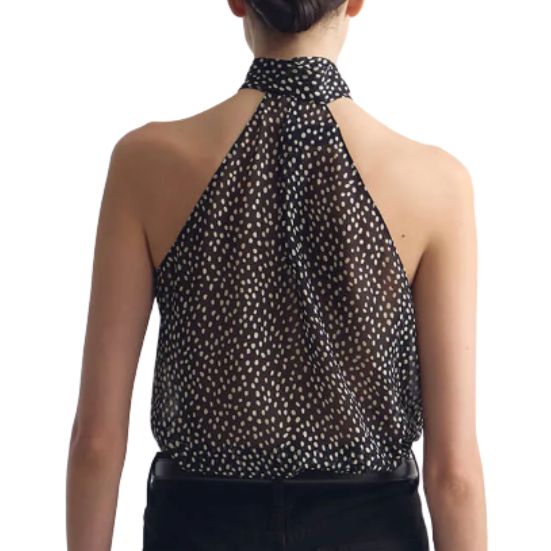 Alla Silk Halterneck Top in Wild Dot