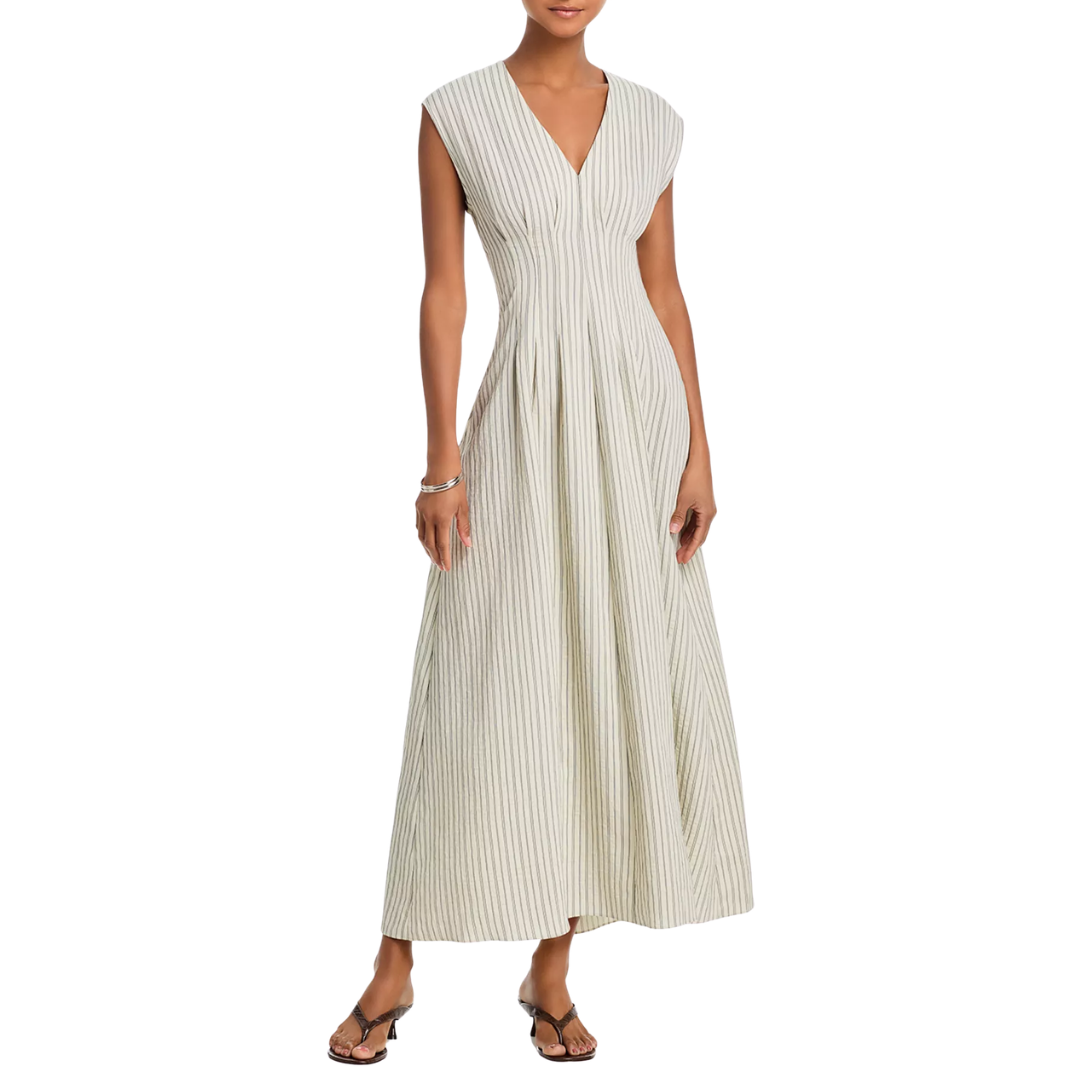 cream striped dress Petal and Pup Women's Henry Striped Midi Dress