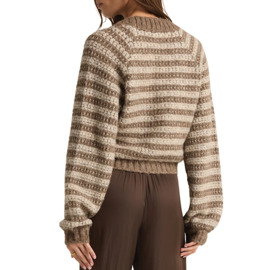 Este Metallic Stripe Cardigan in Campfire