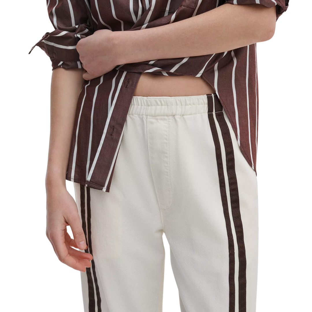 Logan Denim Track Pants in Ecru Sport
