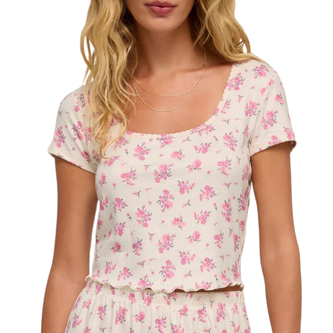 Flower Market Ditsy Pointelle Tee in Bone