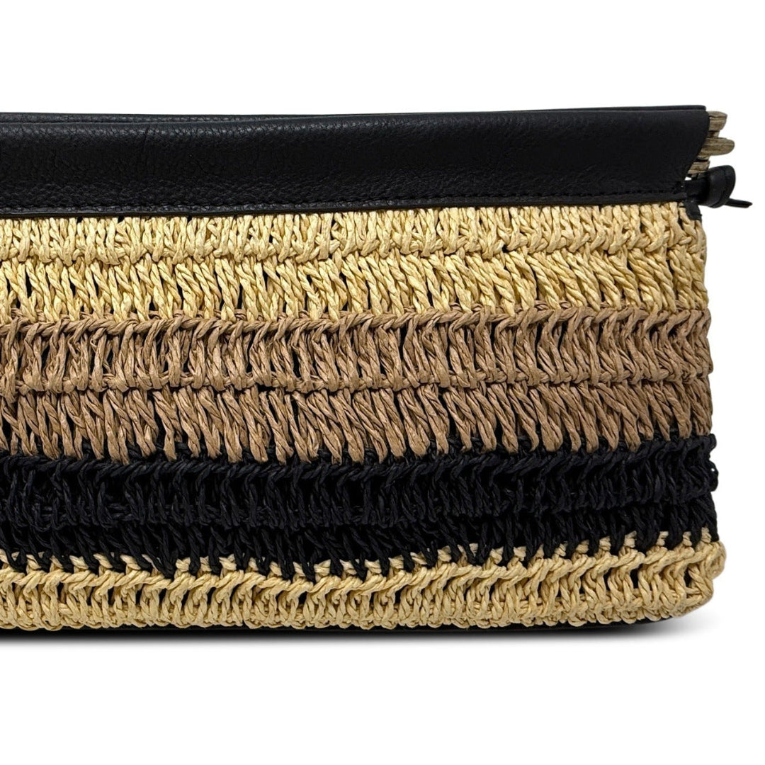 Cheltenham Clutch - Striped Raffia