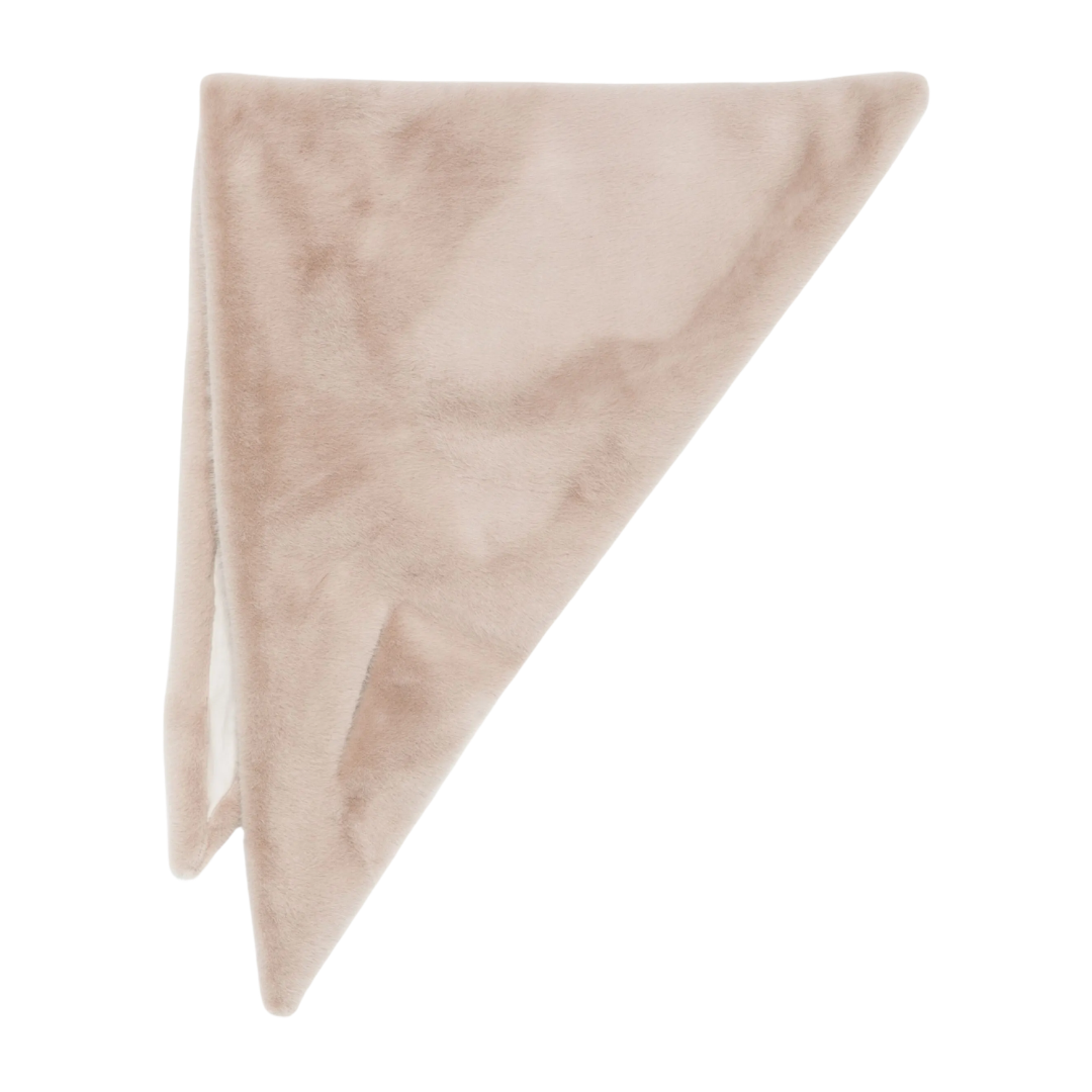 Faux Fur Triangle Foulard in Champagne