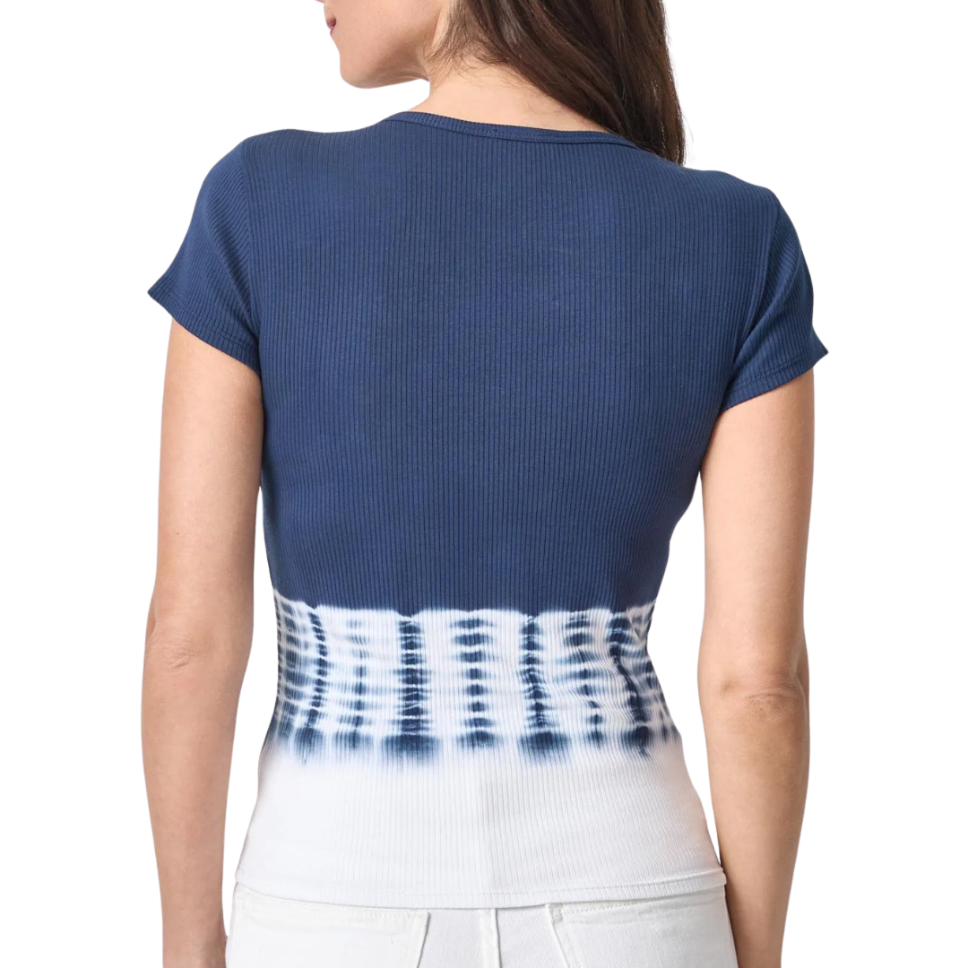 Bamboo Dye Short Sleeve V-Neck in Navy Dye