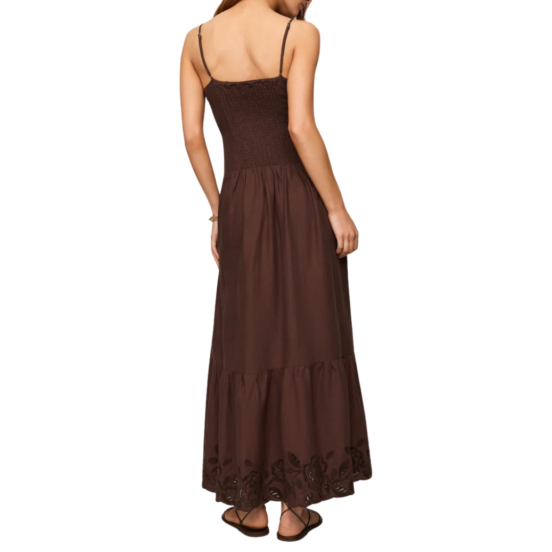 Esti Embroidered Maxi Dress in Chocolate Cherry