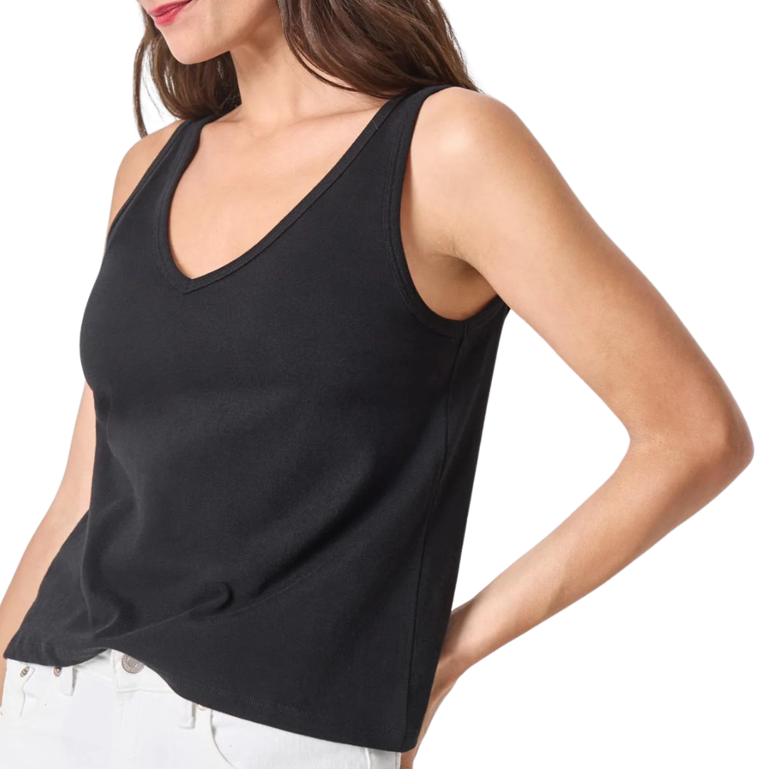 Organic V-Neck Tank in Black