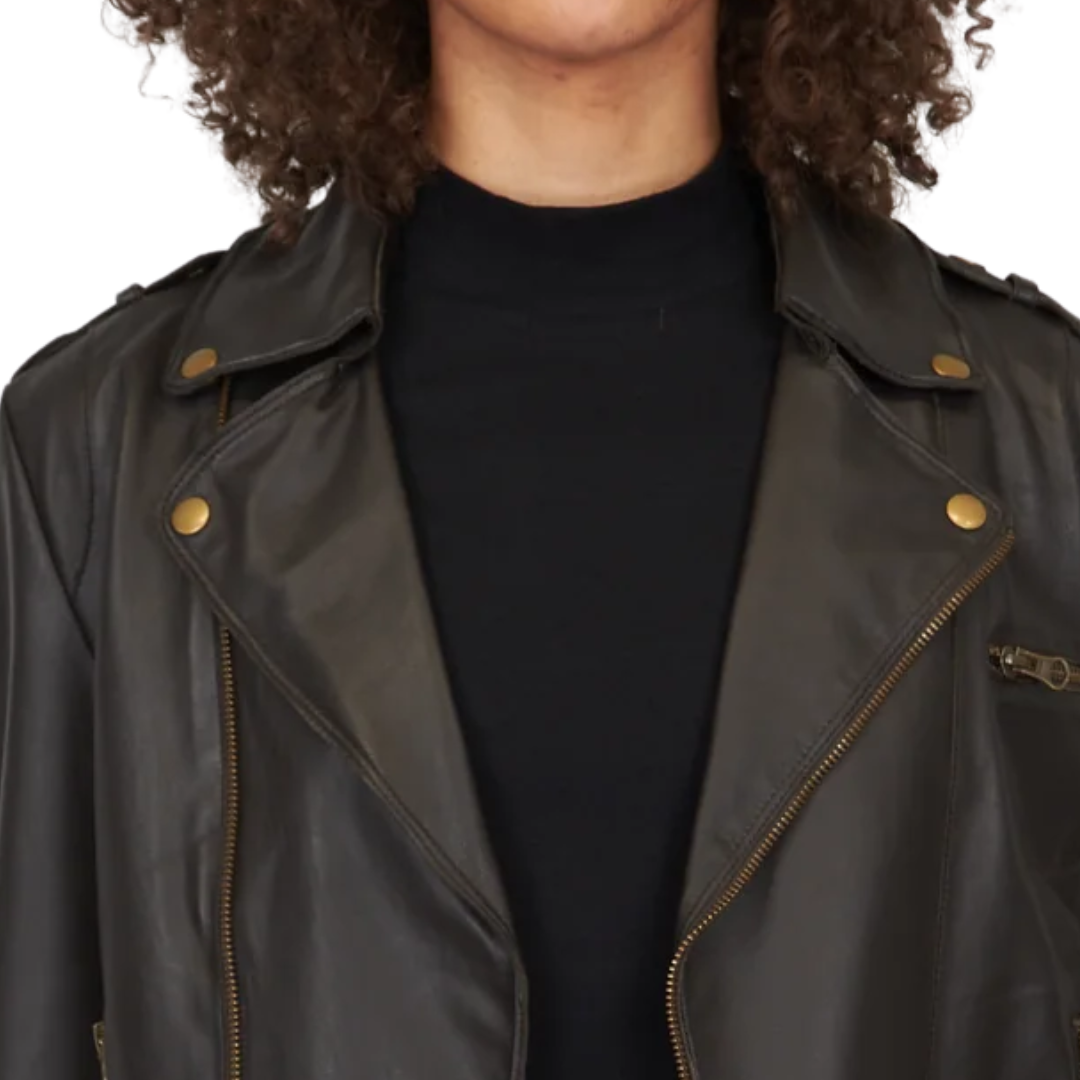 Josey Washed Leather Jacket in Sable