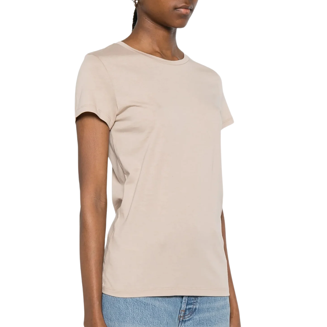 Cotton Silk S/S Crewneck in Desert