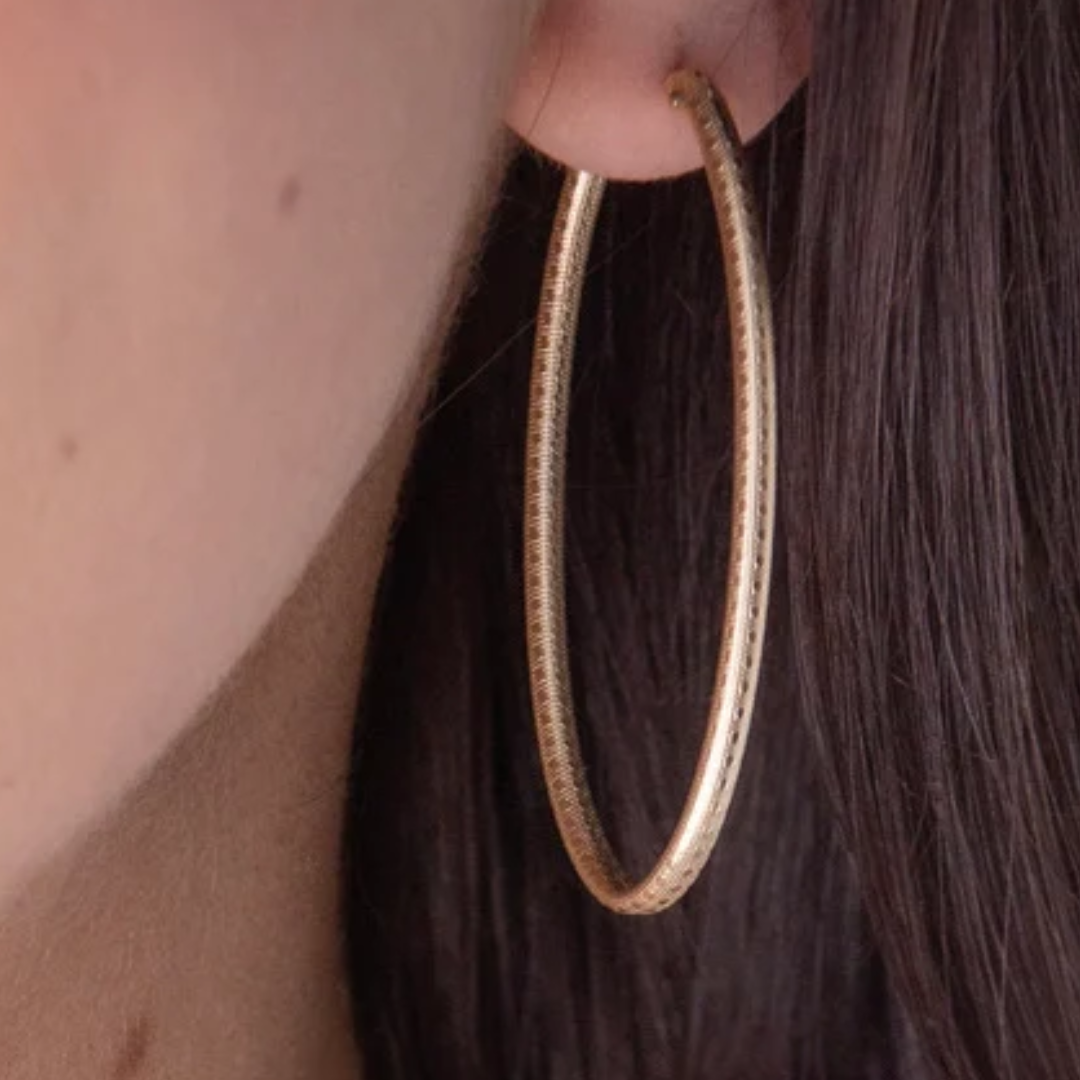 Oval Gold 2" Hoop - Textured