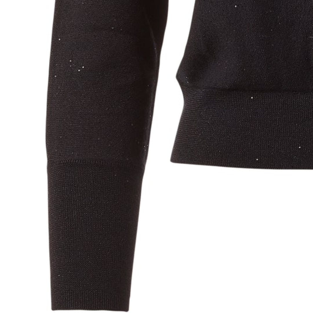 Sequin Surplice Sweater in Black