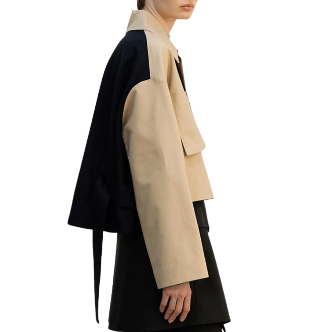 Back Flare Short Coat in Beige