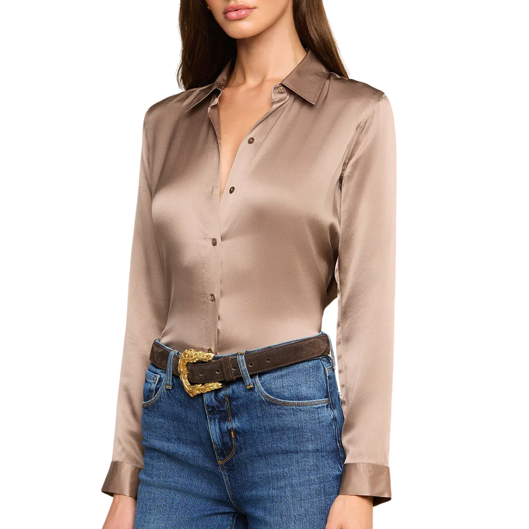 Tyler Silk Blouse in Light Cardamom