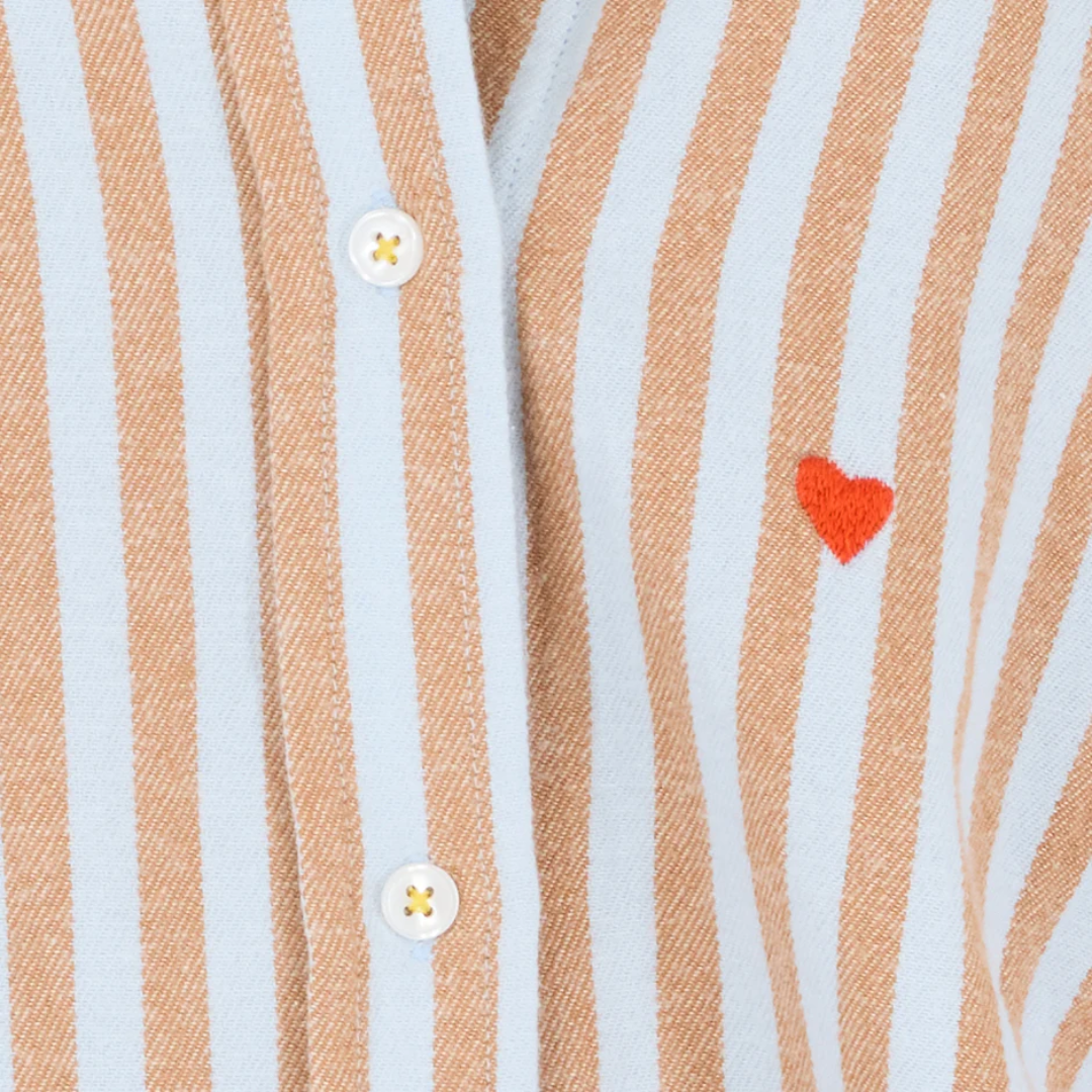 Jack Stripe Flannel Shirt in Steel Blue-Brown