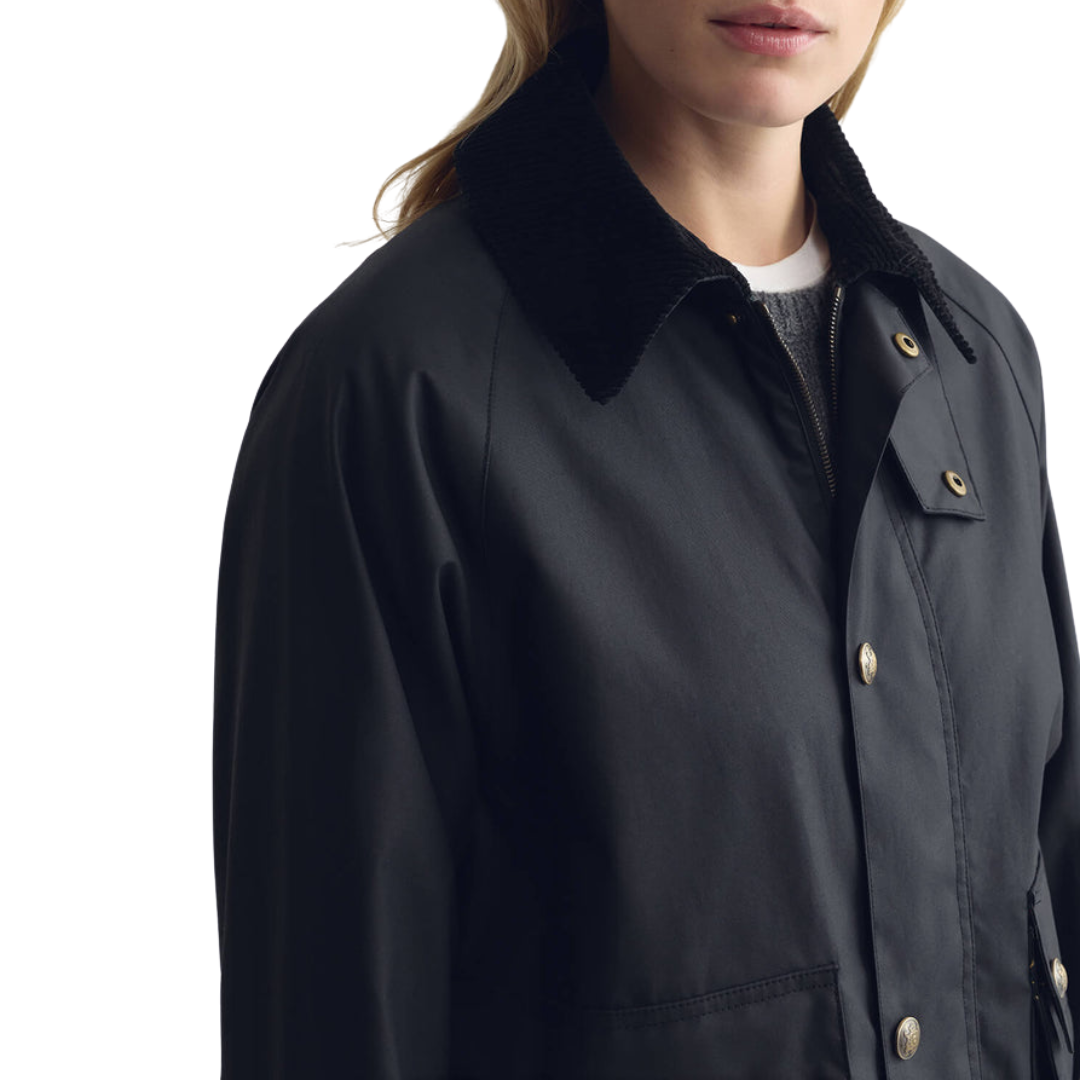 Brinley Waxed Short Parka in Black