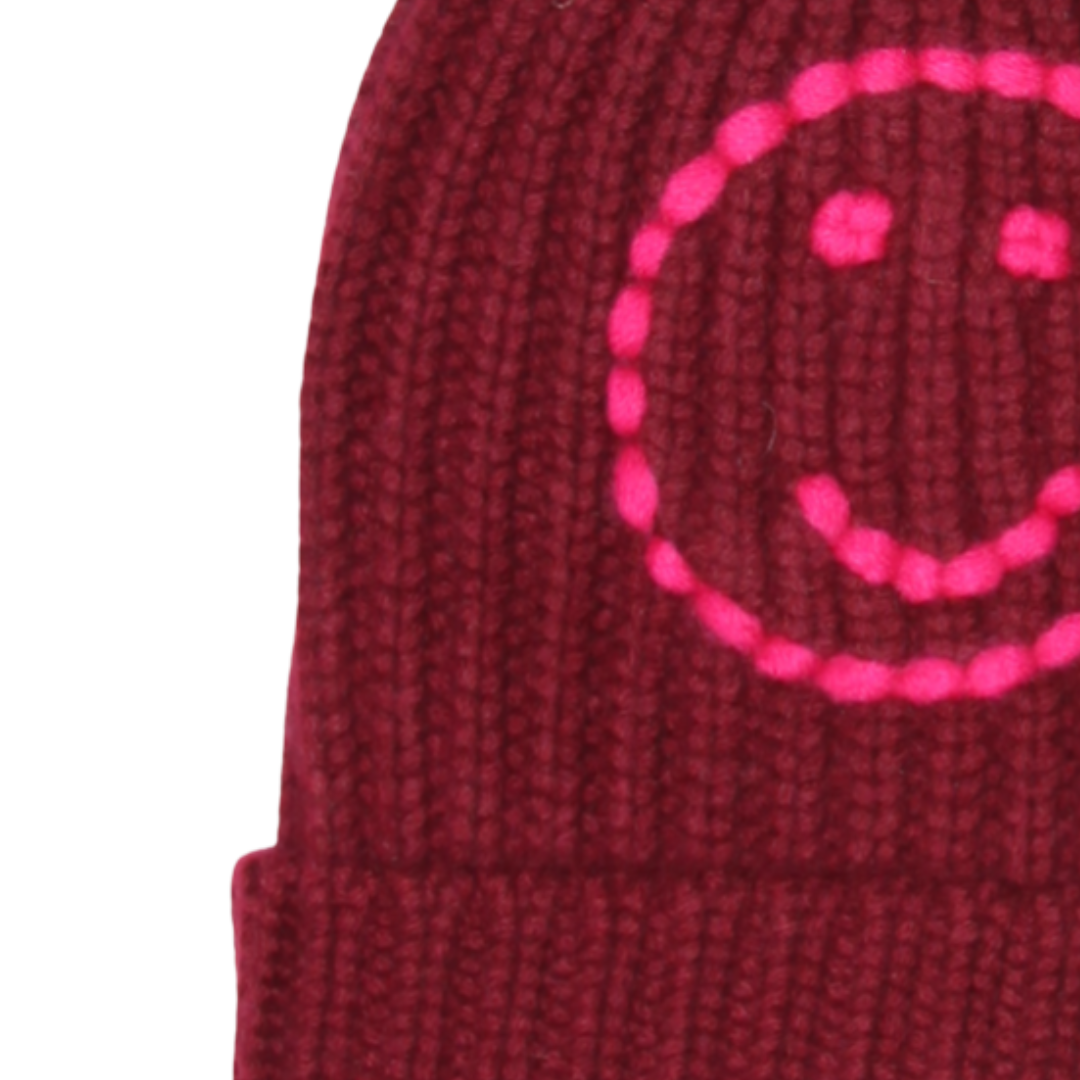 Sailor Happy Face Beanie in Bordeaux/Lipstick