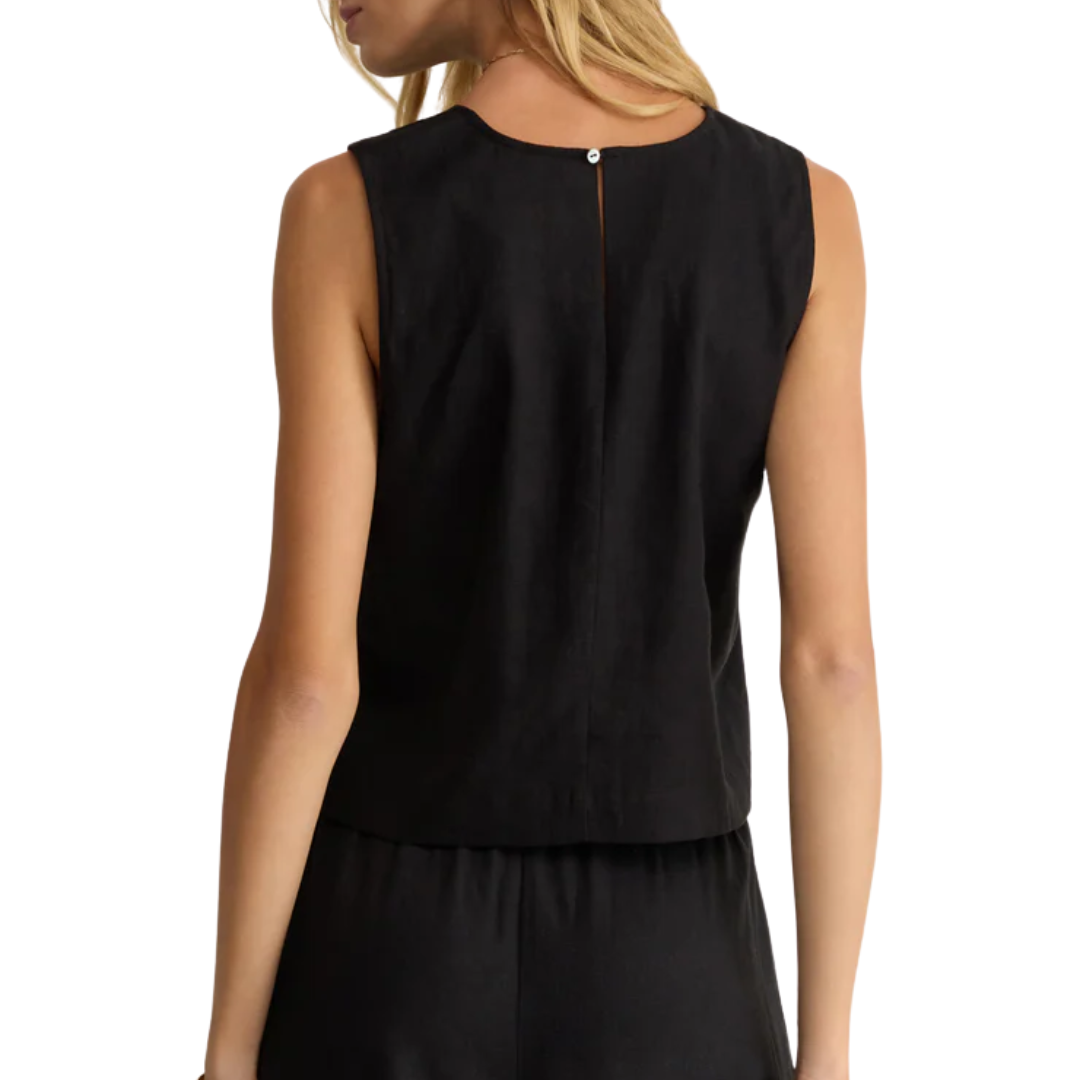 Sloane Linen Top in Black