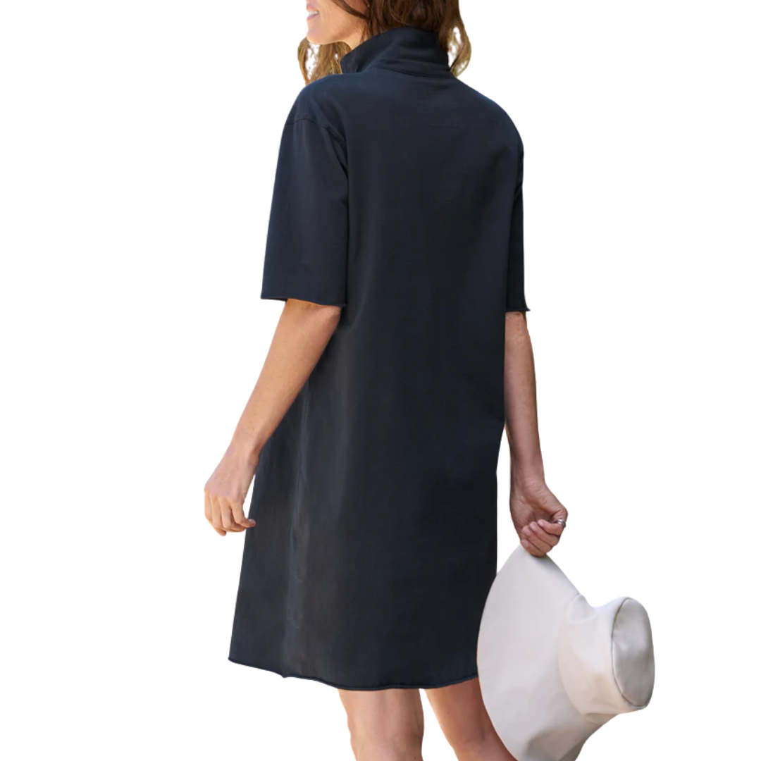 Mini Emma Popover Henley Dress in British Royal Navy