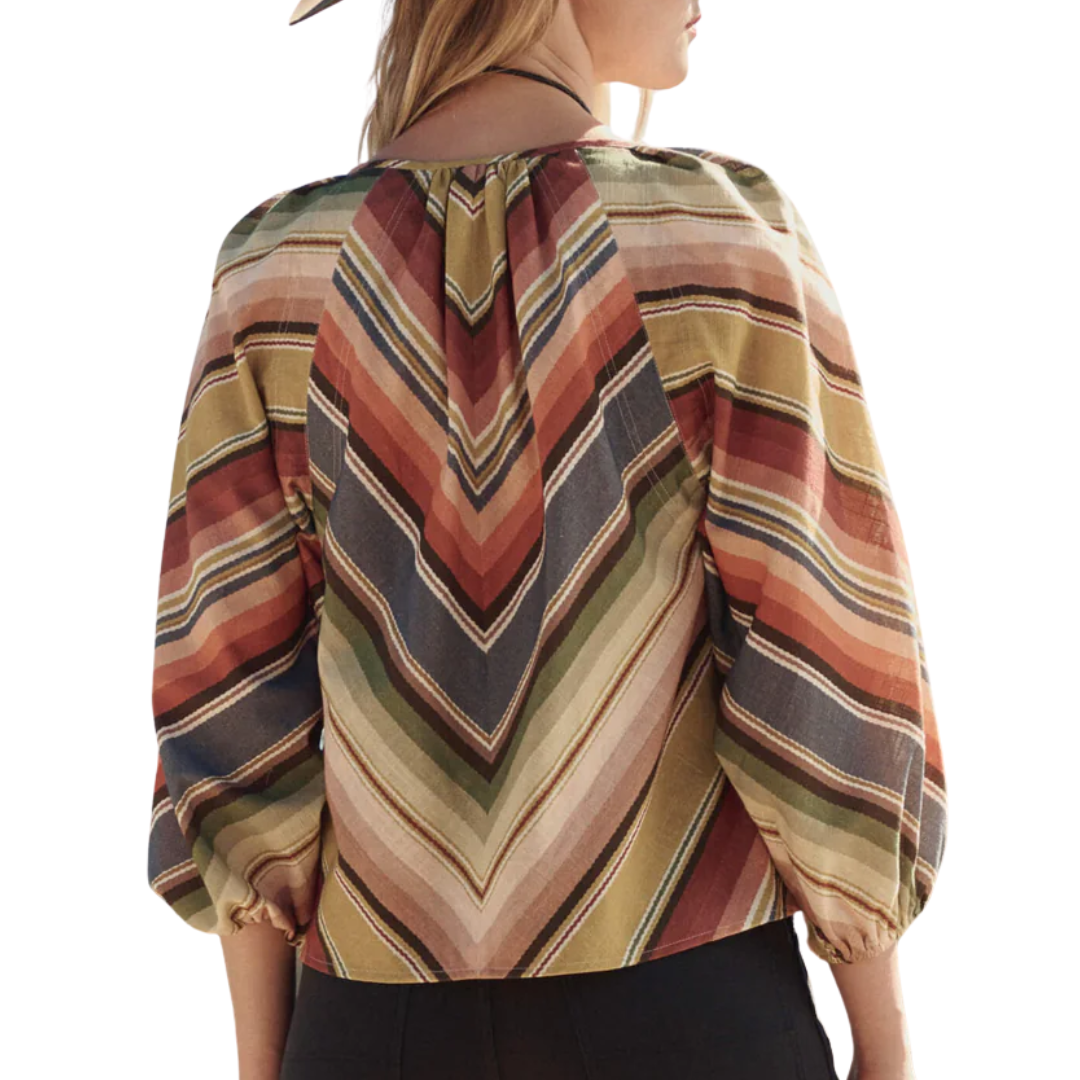 The Seamed Bodega Top in Davenport Stripe