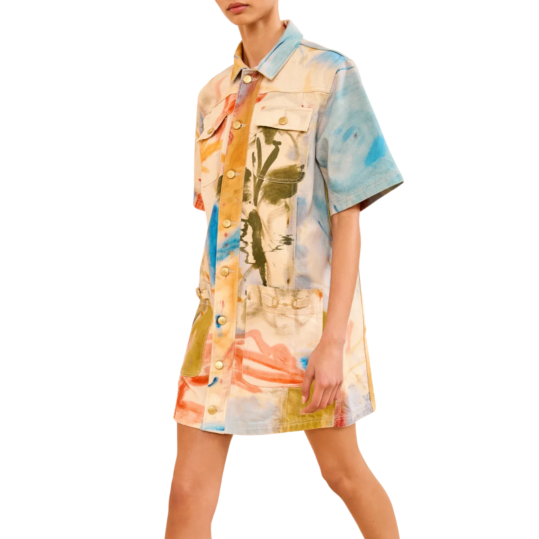 The Painters Denim Mini Dress in Western Dream