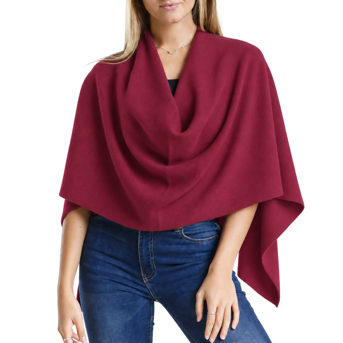 Cashmere Ruana in Merlot
