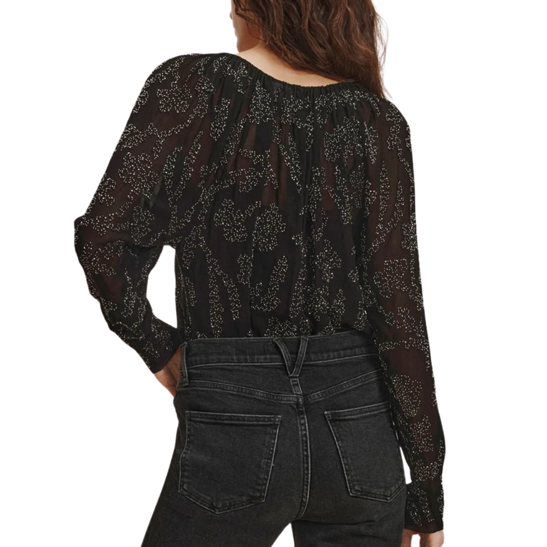 Marlena Beaded Blouse in Black