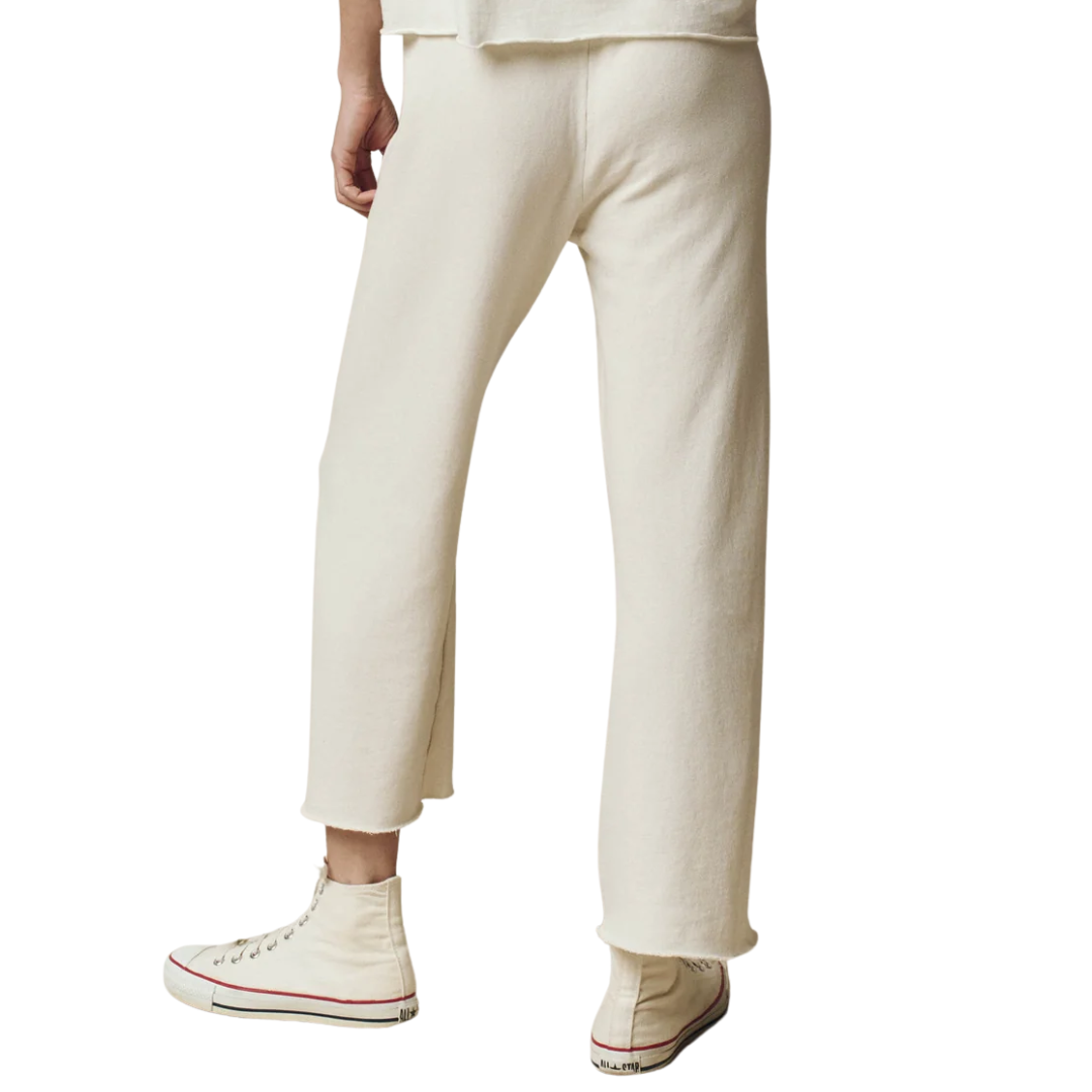 The Wide Leg Cropped Sweatpant in Washed White