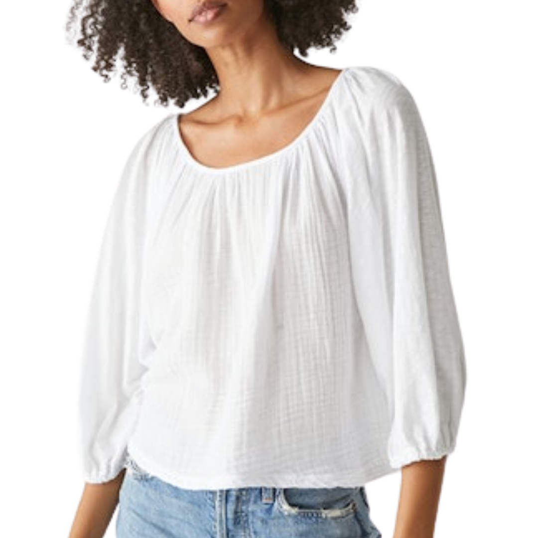Ingrid Balloon Sleeve Top in White