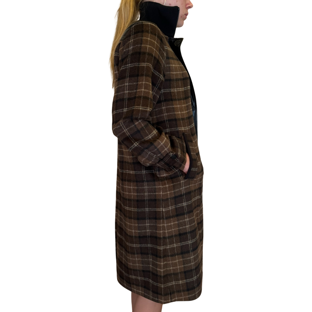 Brooke Wool Plaid Coat in Java