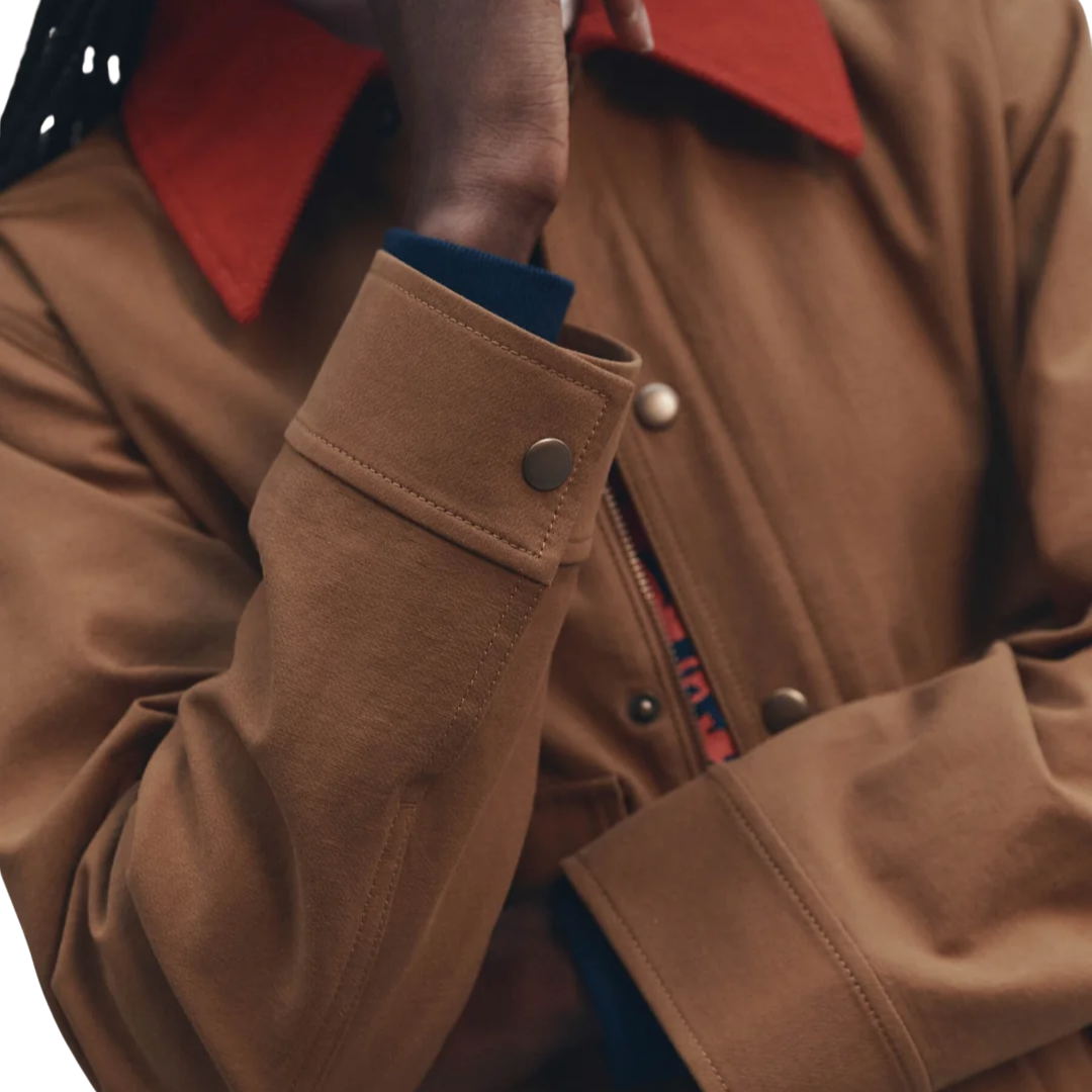 The Swingy Jacket in Rust With Bright Red