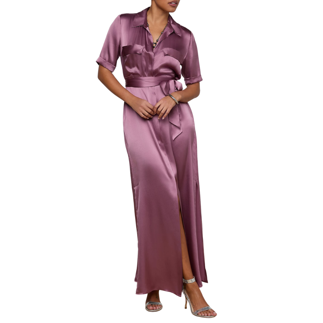 Klement Silk Shirt Dress in Dusky Orchid
