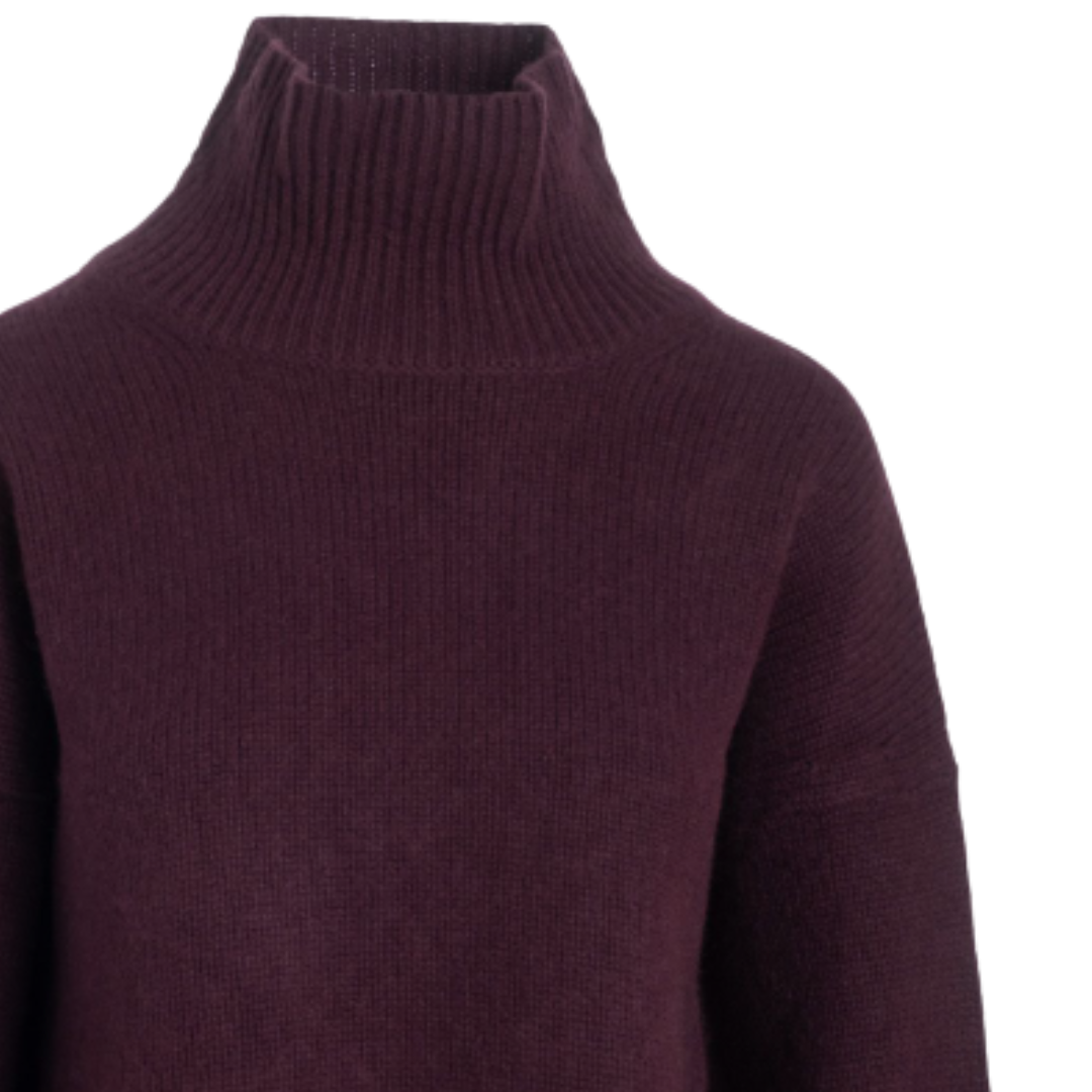 Heirloom Cashmere Oversized Turtleneck in Merlot