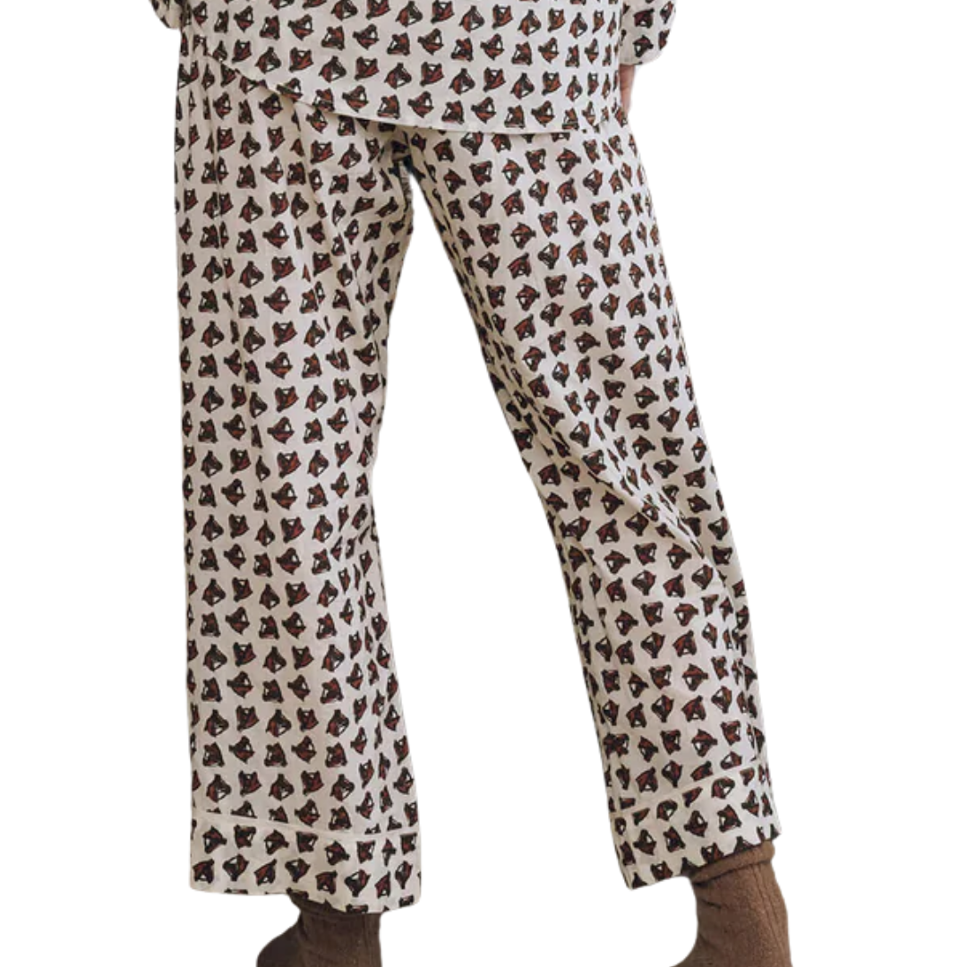 The Easy Sleep Pant in Cream Horse Medallion Print