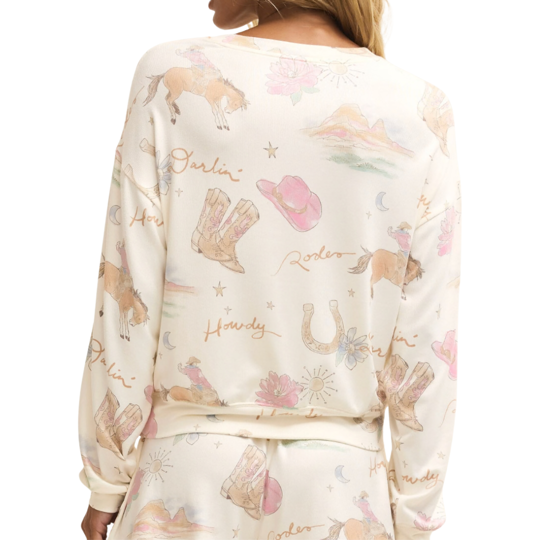 Desert Rose Long Sleeve Top in Vanilla Ice