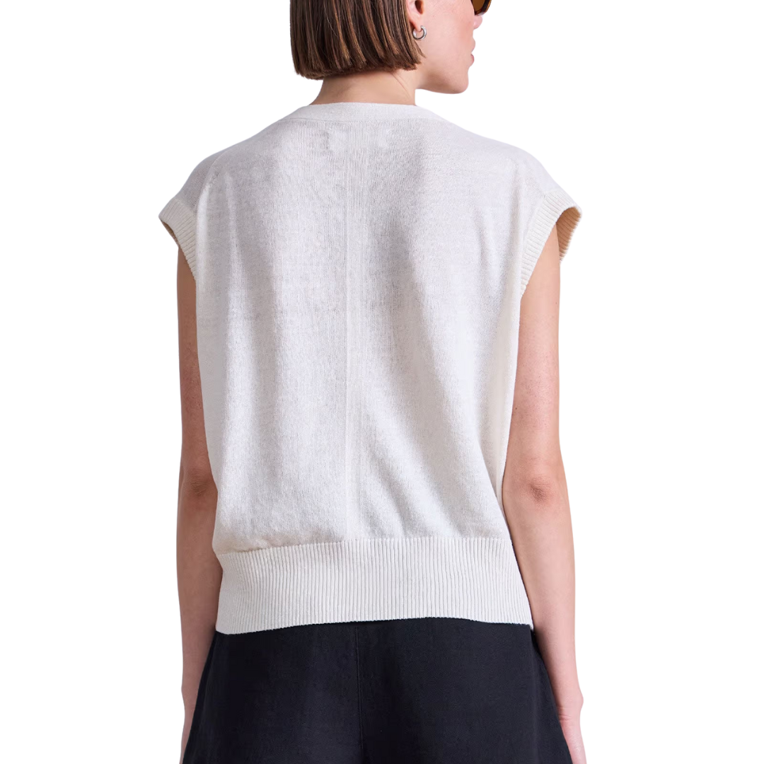 Fine Weight Crop Vest in Cream