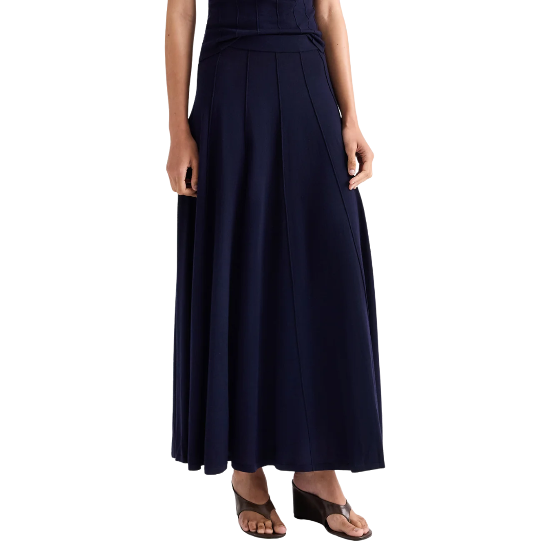 Seamed Maxi Skirt in Blue Nights