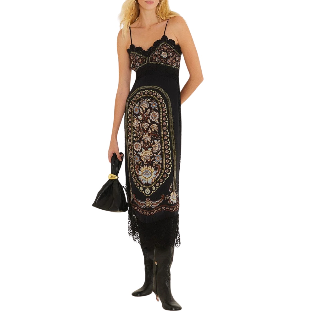 Lace Sleeveless Midi Dress in Daniela Black