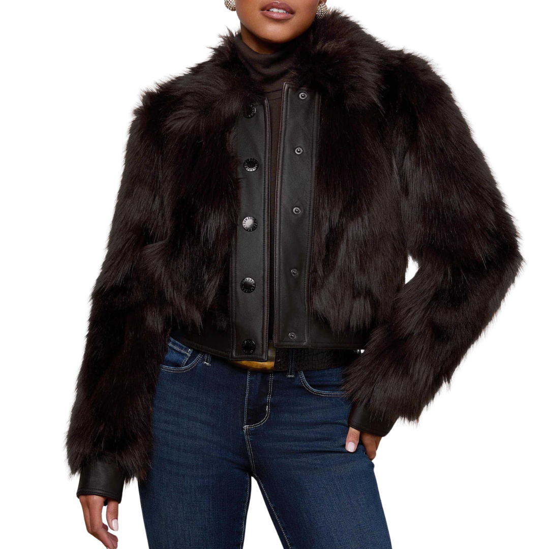 Clara Faux Fur Jacket in Coffee Bean