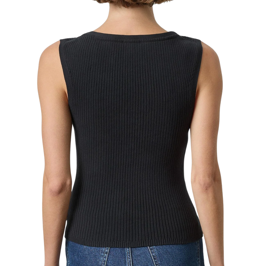 Sleeveless Rib Top in Black