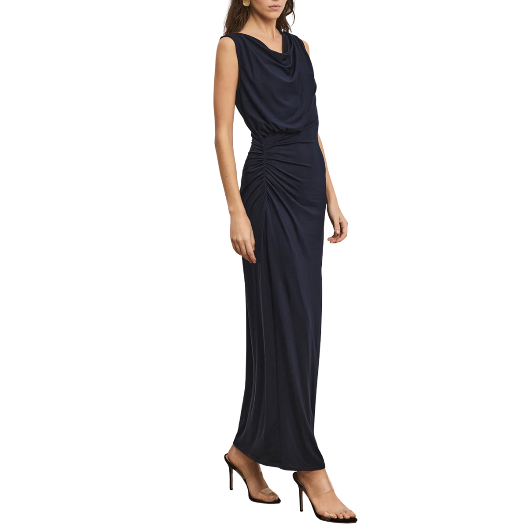 Kerilyn Ruched Maxi Dress in Navy