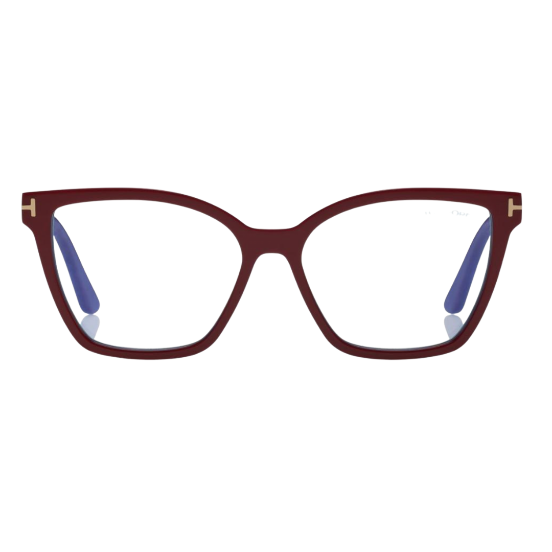 Double Clip On Blue Block Opticals in Aubergine/Fuchsia