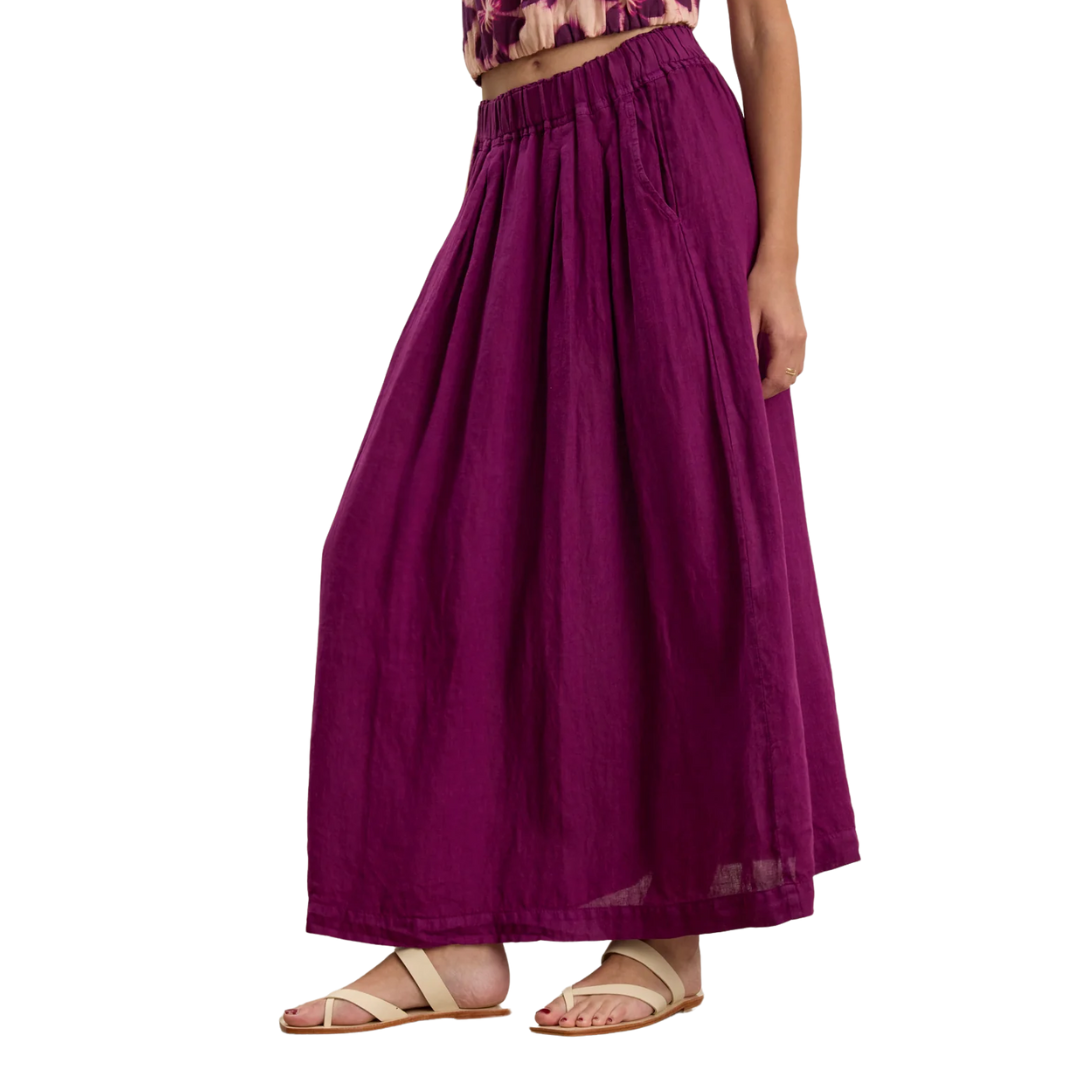 Linda Linen Skirt in Grapes