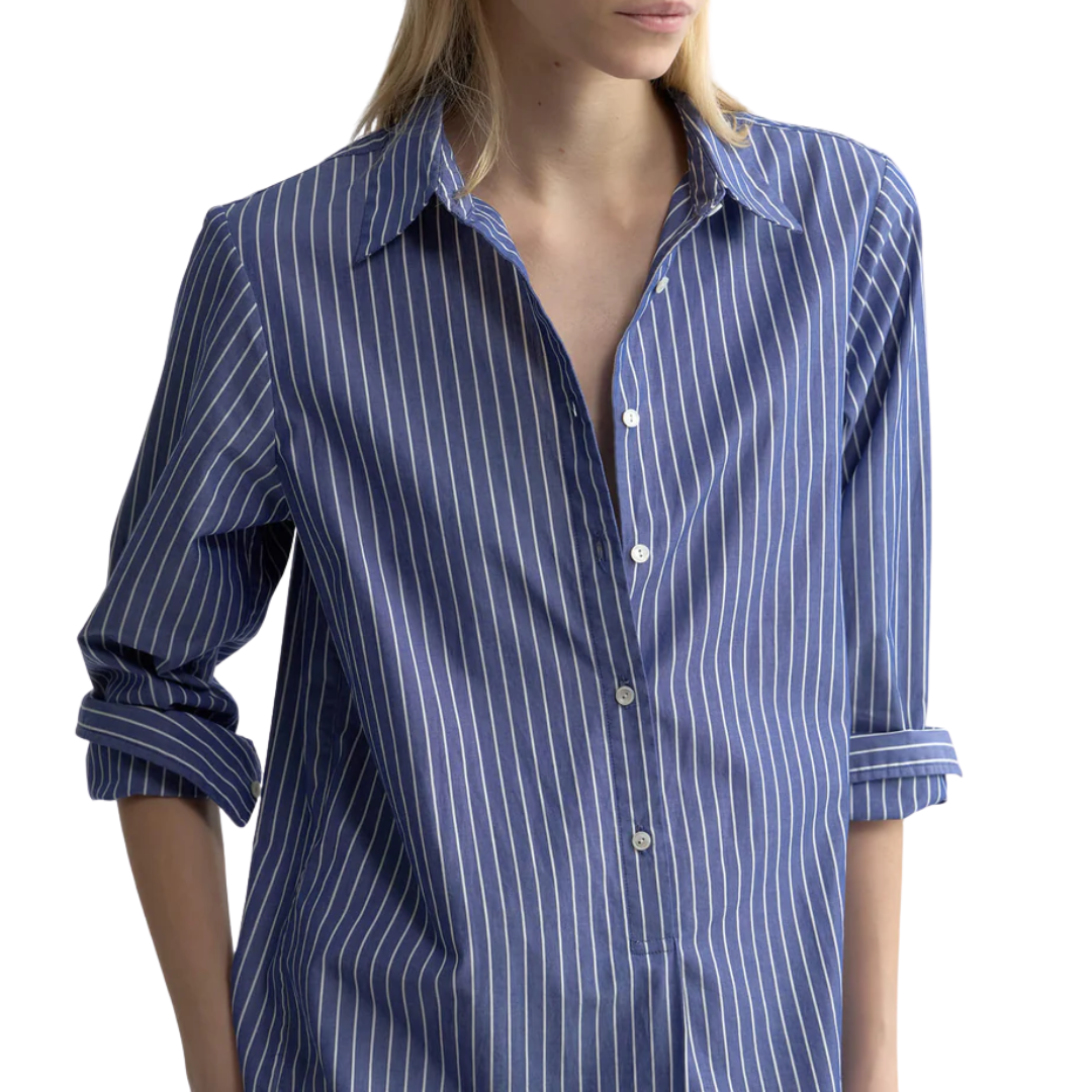 Mina Dress in Dark Navy/White Stripe