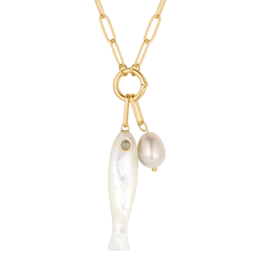 Fortuna Fish Colette Necklace in Mother Of Pearl