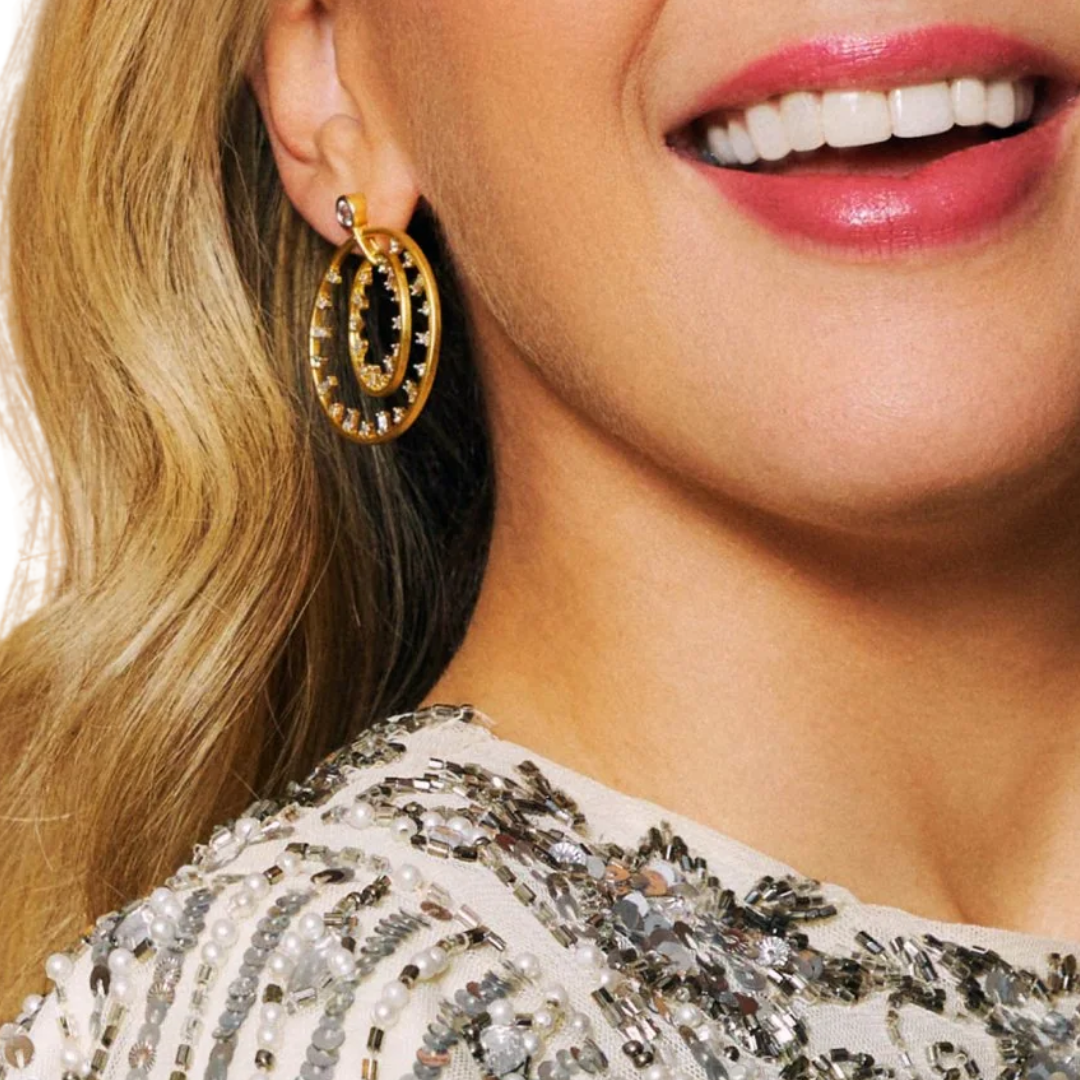 Midnight Mosaic Double Open Hoop Earrings