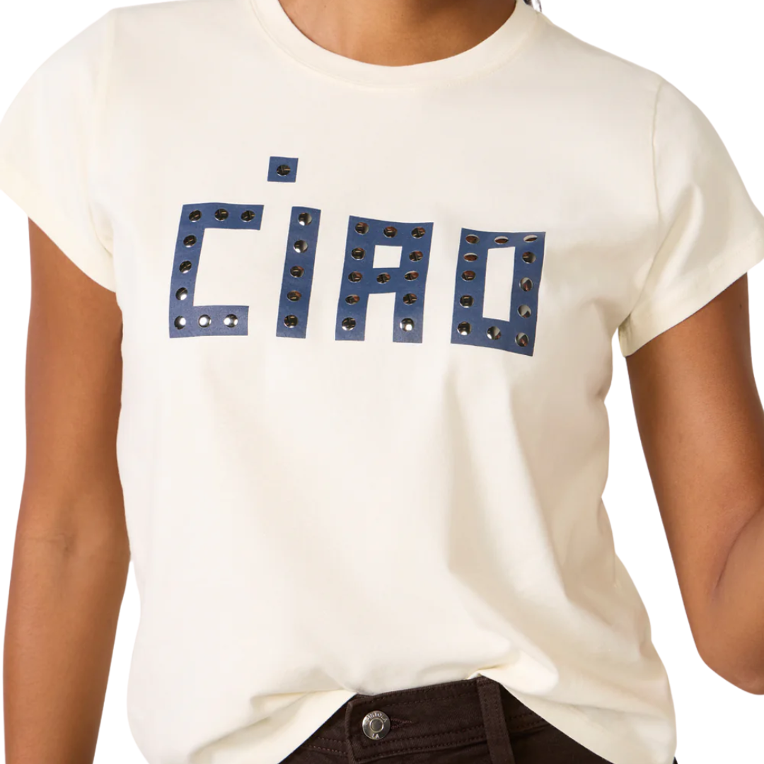 Classic Tee in Cream w/ Studs