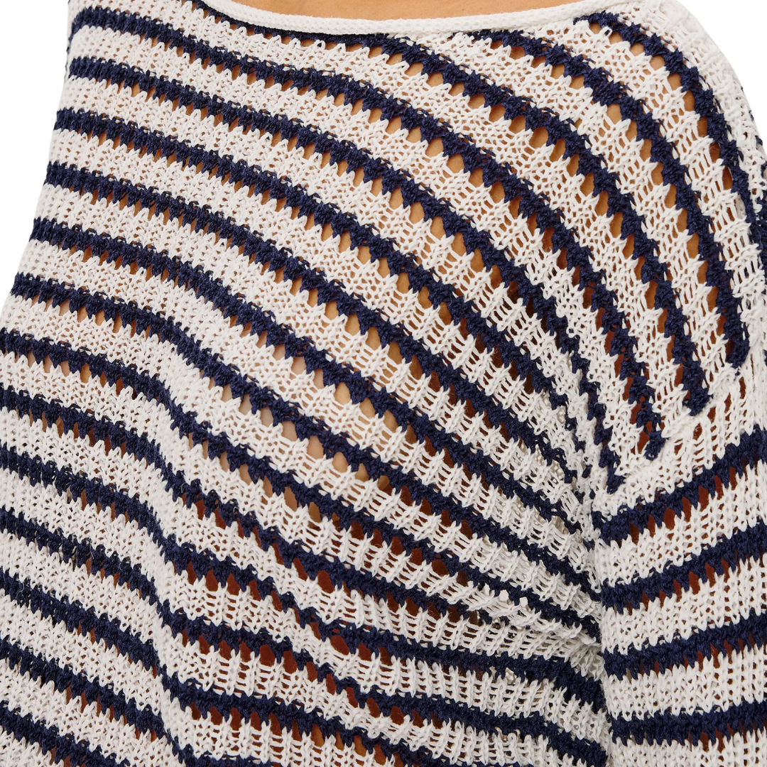 Evangeline Sweater in Ivory Indigo Stripe