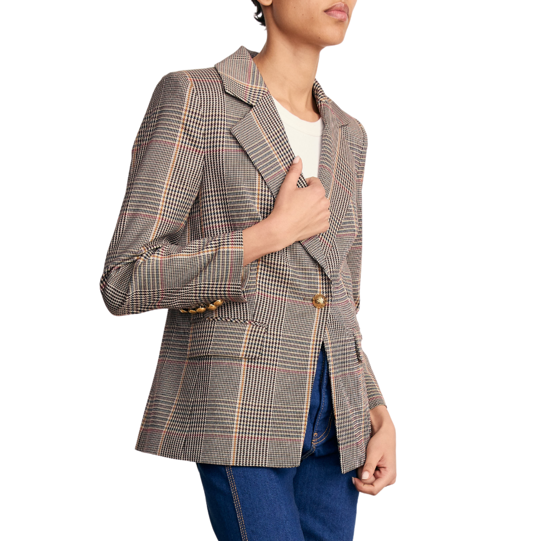 Healy Houndstooth Dickey Jacket in Burgundy Multi