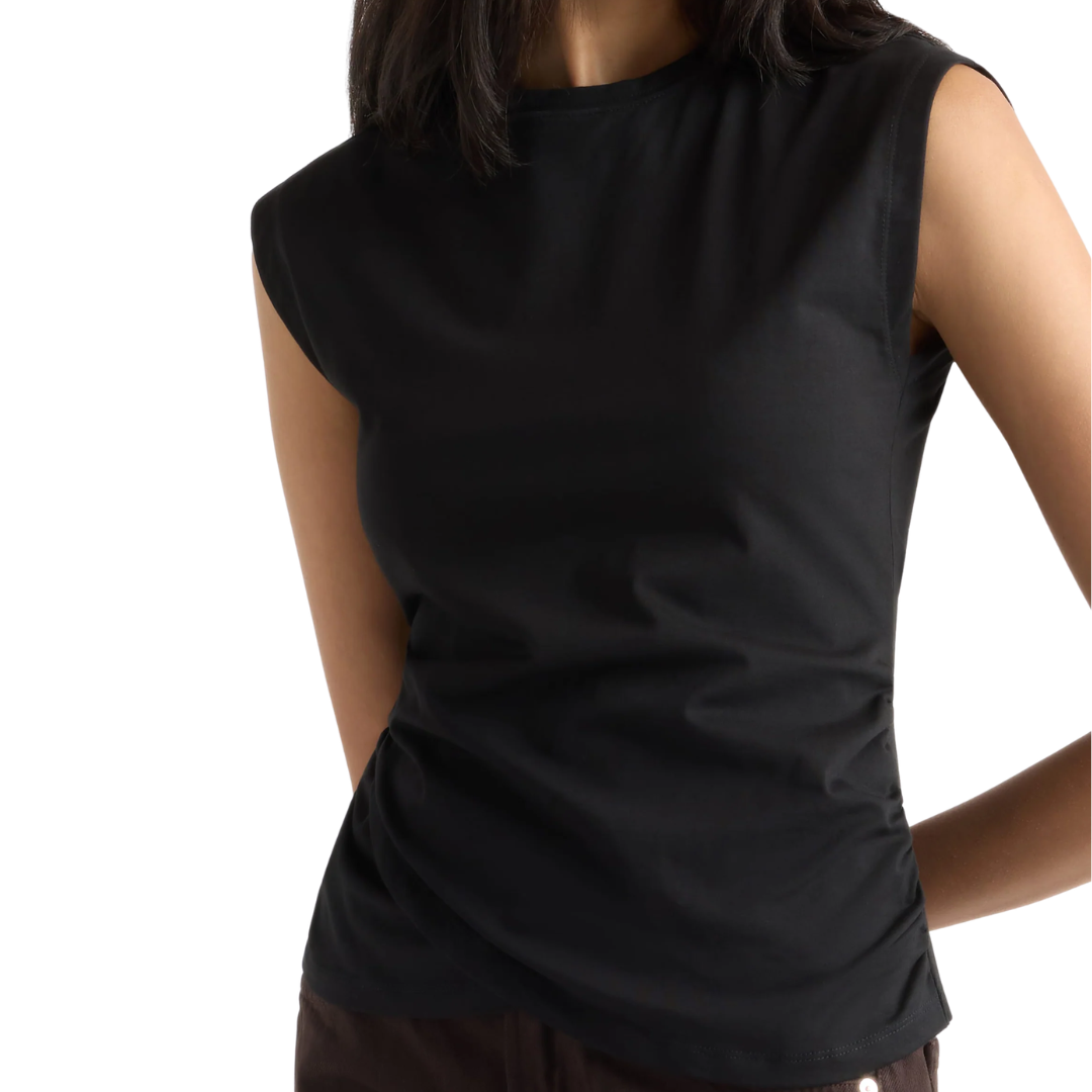 Jensen Front-Wrap Jersey Tee in Black